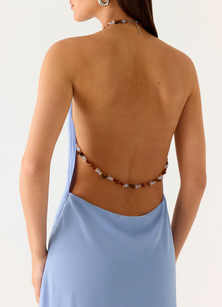 Le Soleil Halter Maxi Dress - Periwinkle Periwinkle / US 12 Le Soleil Halter Maxi Dress - Periwinkle Periwinkle / US 12