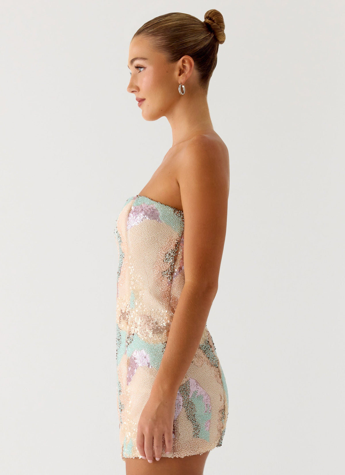 Leena Strapless Beaded Mini Dress