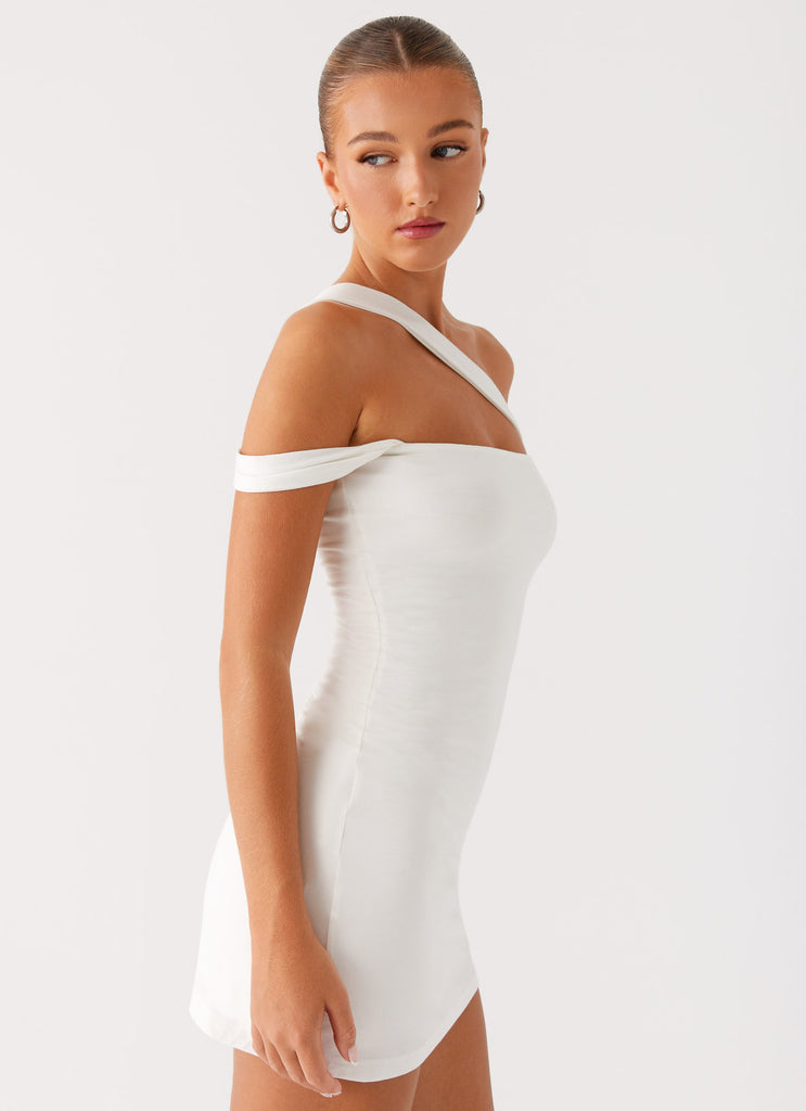 Lena Ruched Mini Dress - Ivory Peppermayo US Lena Ruched Mini Dress - Ivory Peppermayo US