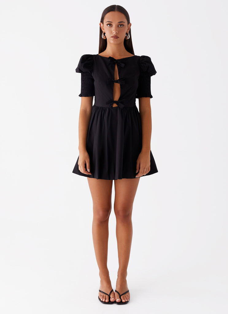 Leonie Tie Front Mini Dress - Black Peppermayo US Leonie Tie Front Mini Dress - Black Peppermayo US