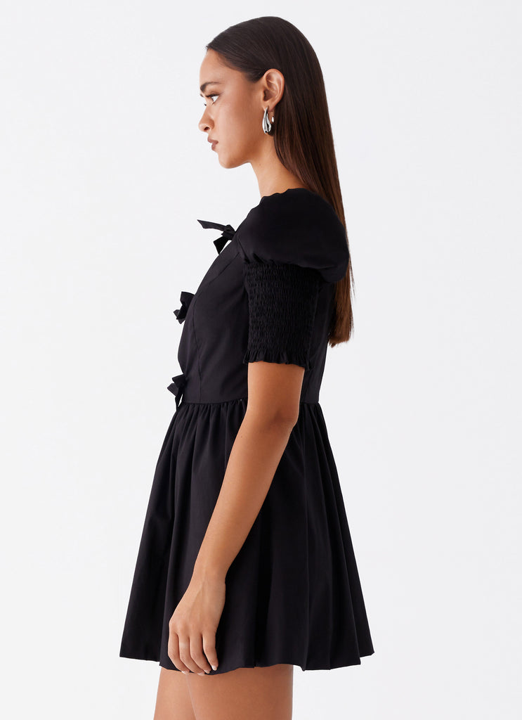 Leonie Tie Front Mini Dress - Black Leonie Tie Front Mini Dress - Black