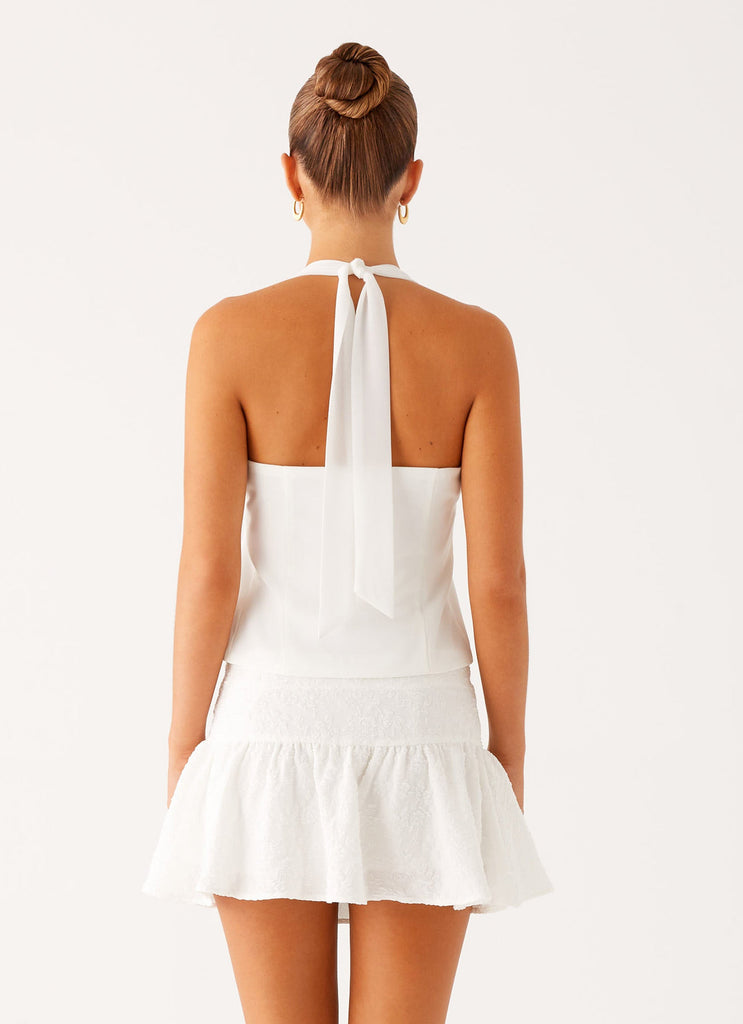 Let's Pretend Halterneck Top - White