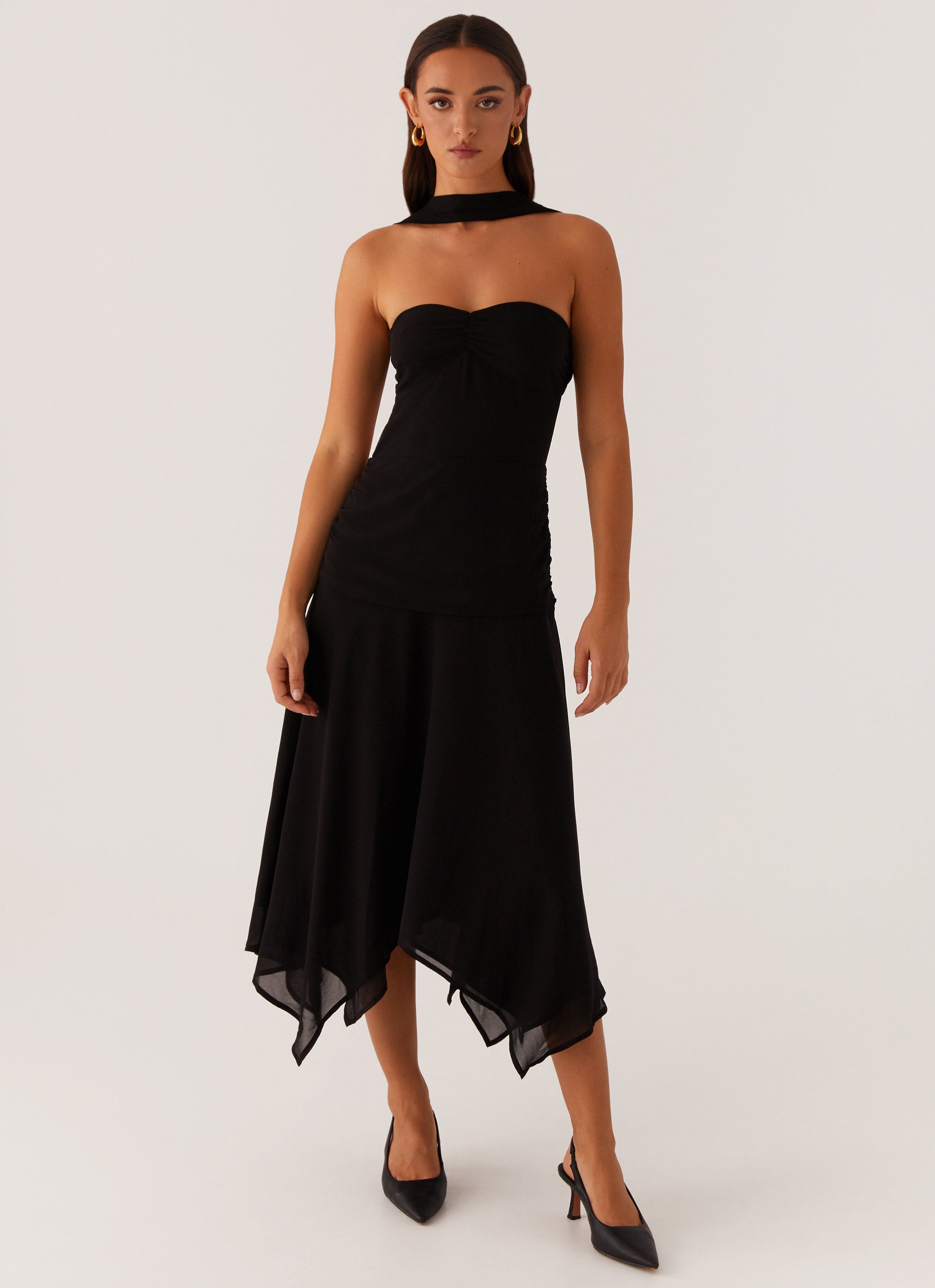 Leto Chiffon Midi Dress - Black Peppermayo US Leto Chiffon Midi Dress - Black Peppermayo US