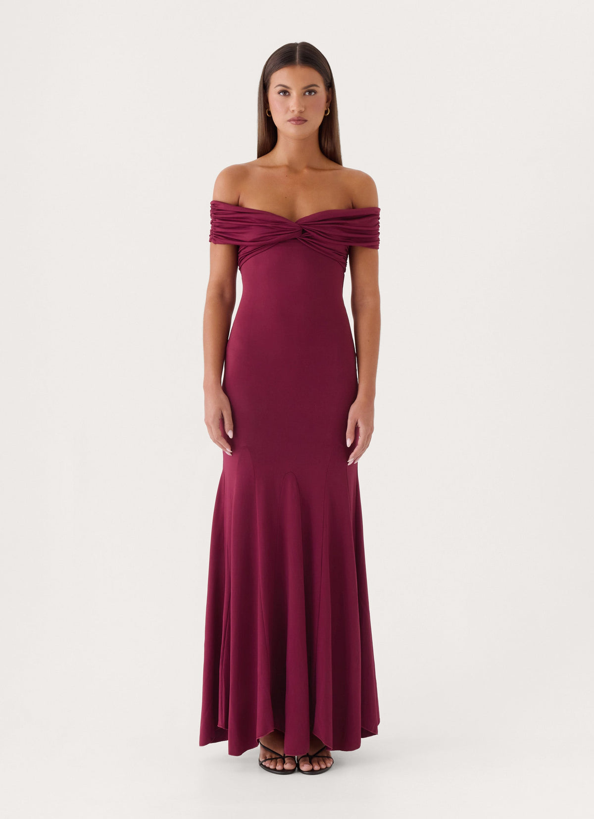 Letto Off Shoulder Maxi Dress - Plum