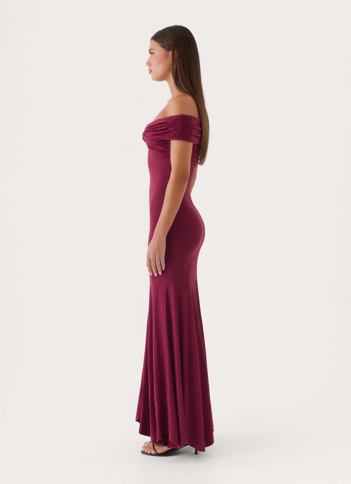 Letto Off Shoulder Maxi Dress - Plum