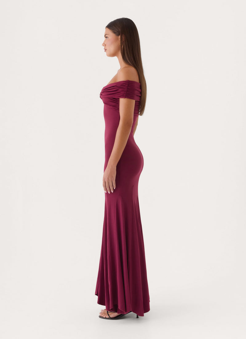 Letto Off Shoulder Maxi Dress - Plum