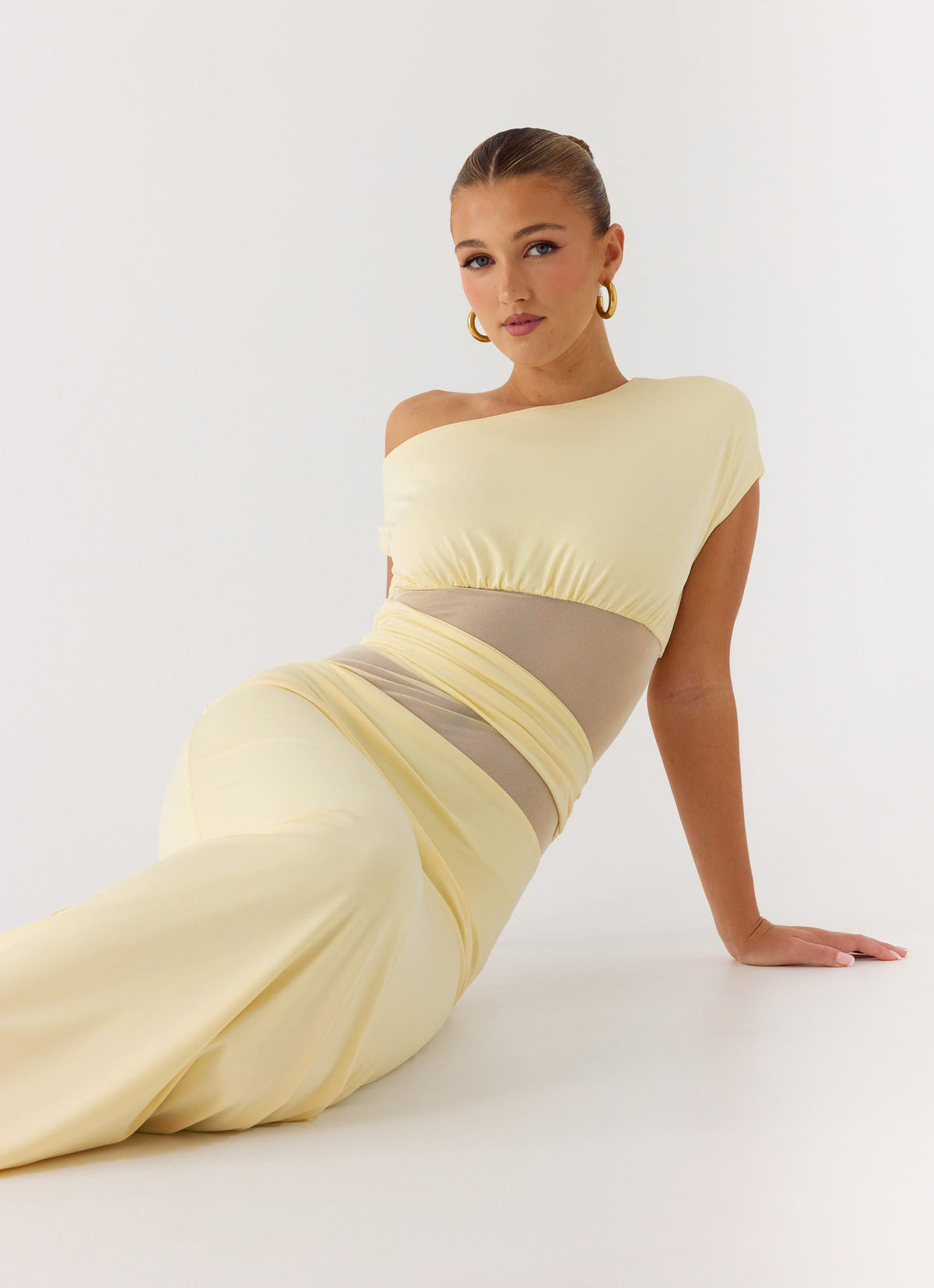 butter yellow dress maxi Handspun Cotton Deep-V Tier 42" / Regular (5'2" Adjustable thin straps allow for a personalised fit Like Honey Maxi Dress -