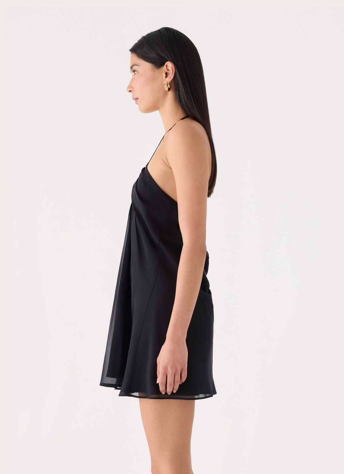 Lilliette Chiffon Mini Dress - Black