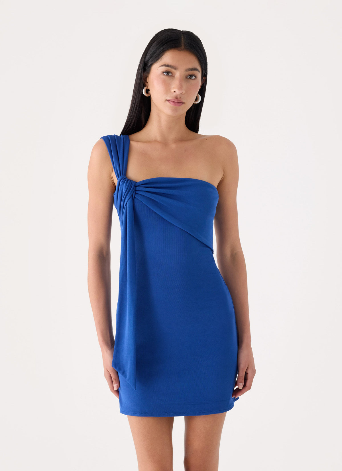 Lilou Shoulder Wrap Mini Dress - Blue