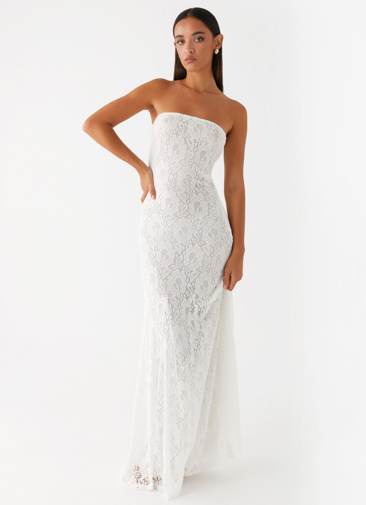 embellished bandeau maxi dress in ivory Embellished Bandeau Cowl Neck Midi Dress in Ivory - 8