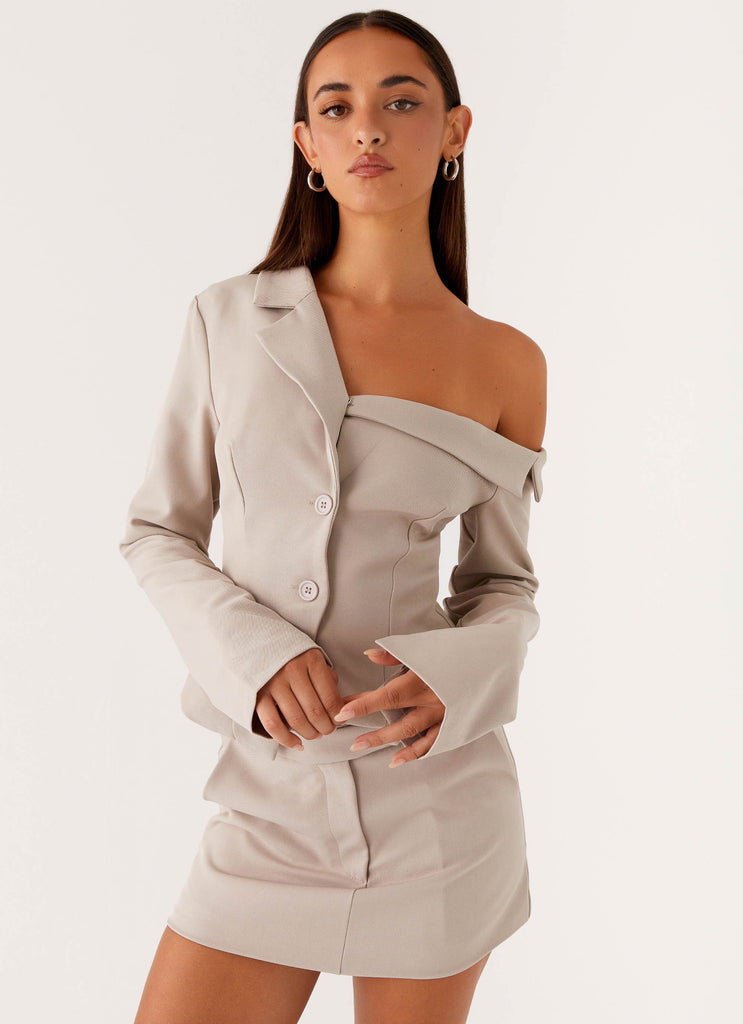 blazer dress off shoulder Off-the-Shoulder Corseted Blazer 2 / Noir