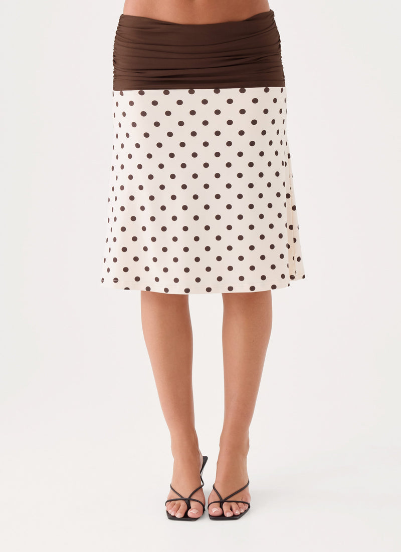 Lorelei Midi Skirt - Cream Polka Dot