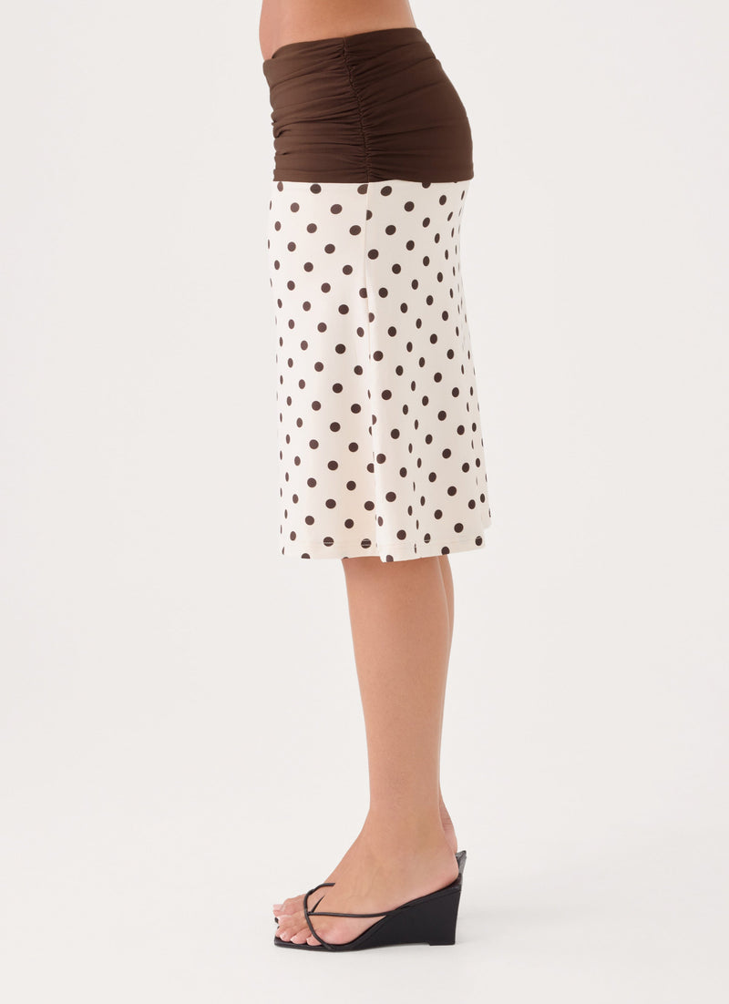 Lorelei Midi Skirt - Cream Polka Dot
