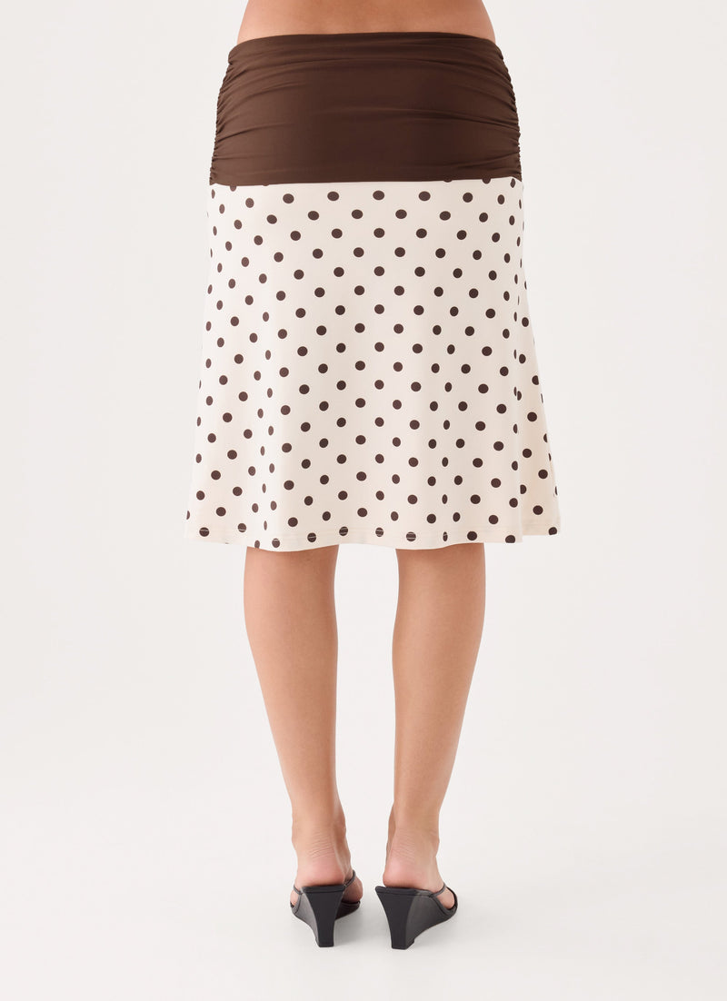 Lorelei Midi Skirt - Cream Polka Dot