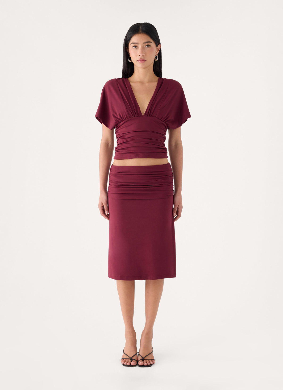 Lorelei Midi Skirt - Maroon