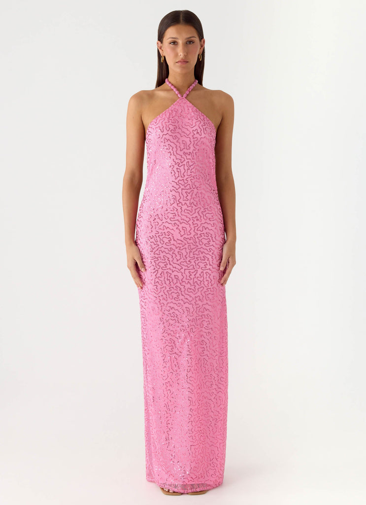 one more dance sequin maxi dress Sequin Backless Split Maxi Dress Black / L
