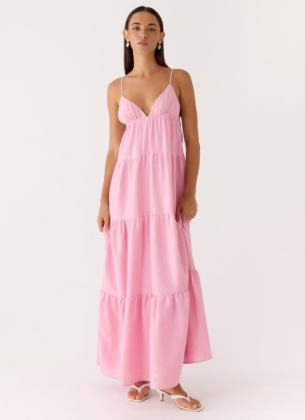 hot pink linen dress Nasira and endlessly flattering JOIE Midi Dress - soft
