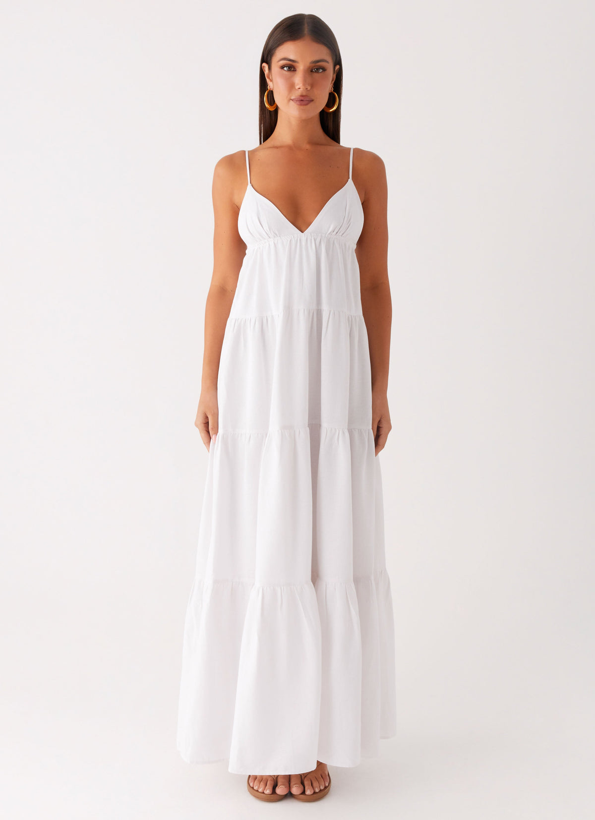 White Sorority Dress | Lotty Linen Maxi Dress