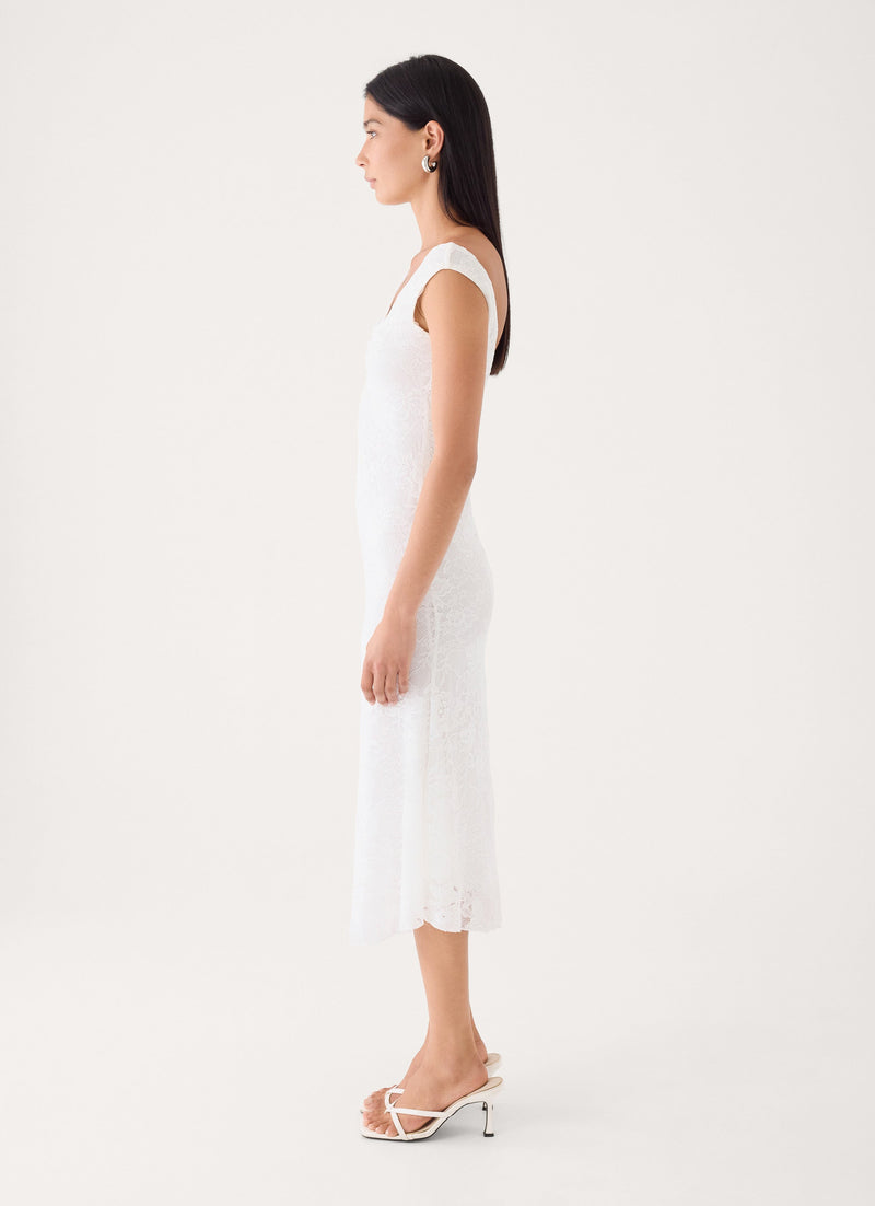 Love Street Lace Midi Dress - White