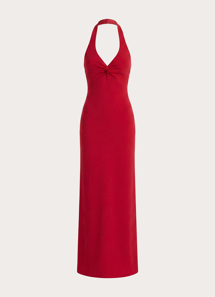 lmbb red dress Luna Halter Dress- Red IMBUE