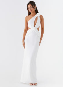 Womens Lovesome Rosa Maxi Dress in the colour White in front of a light grey background