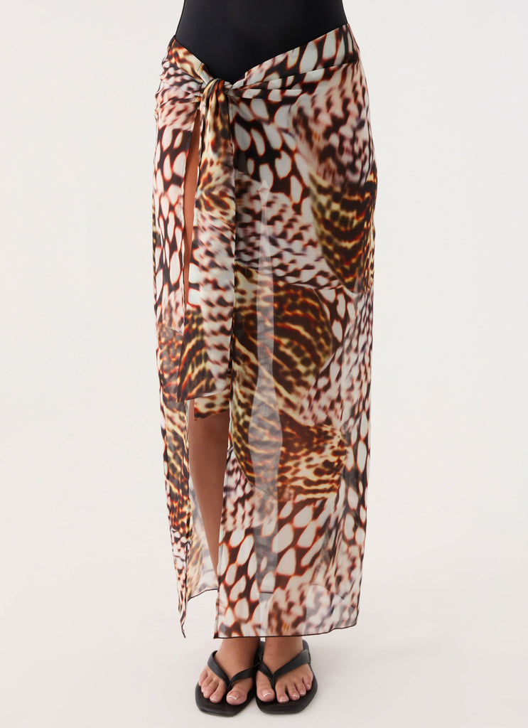 Low Tide Sarong Maxi Skirt - Leopard Hibiscus