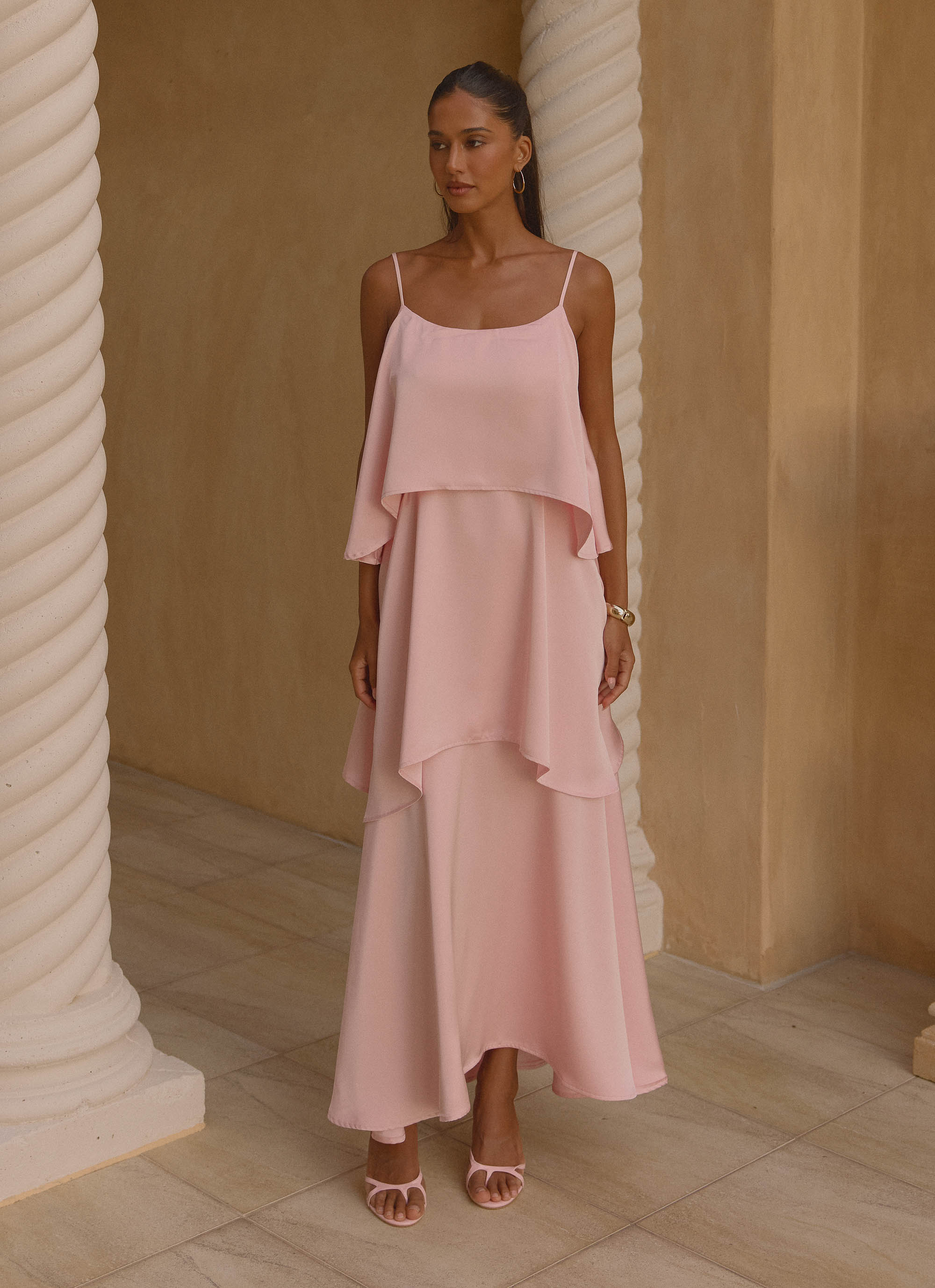 Lucy Tiered Maxi Dress - Soft Pink – Peppermayo US