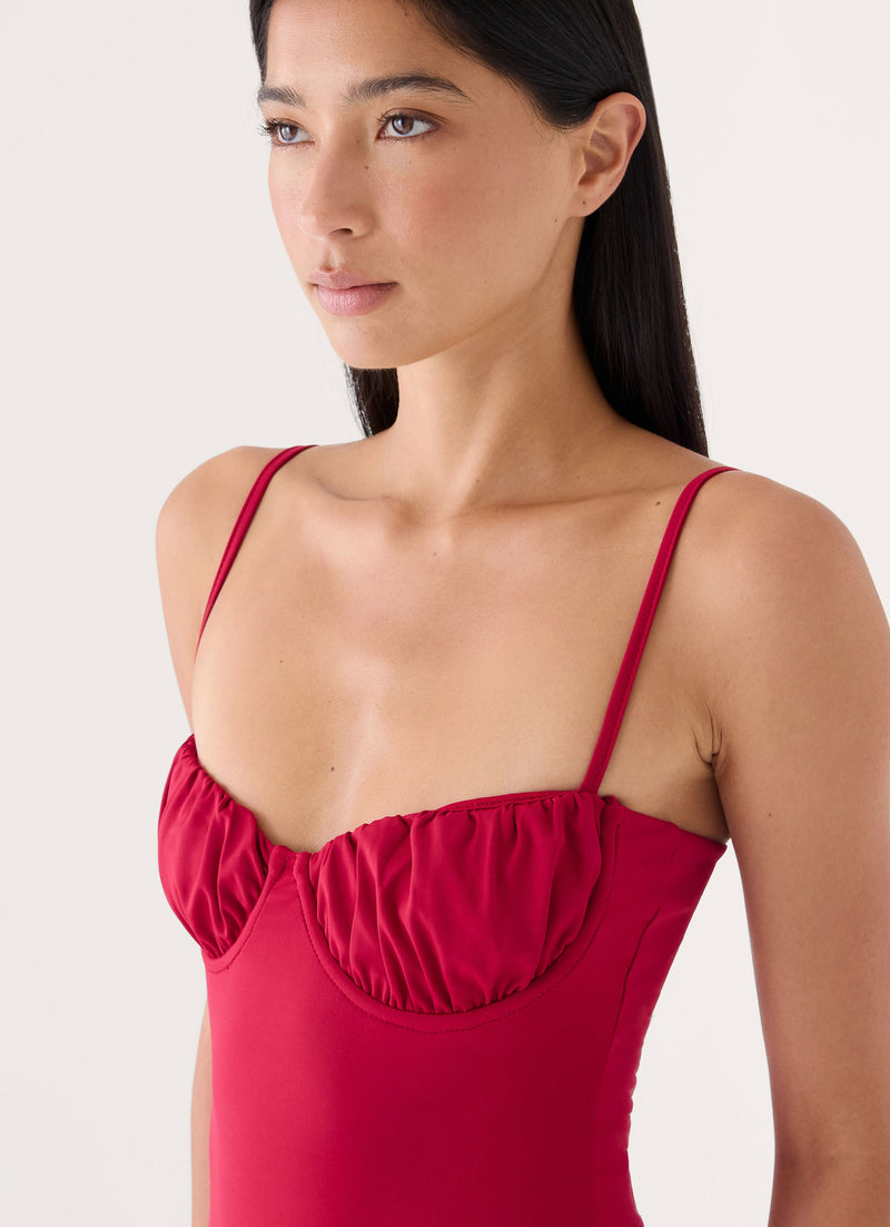 Lynn Midi Dress - Pomegranate Red