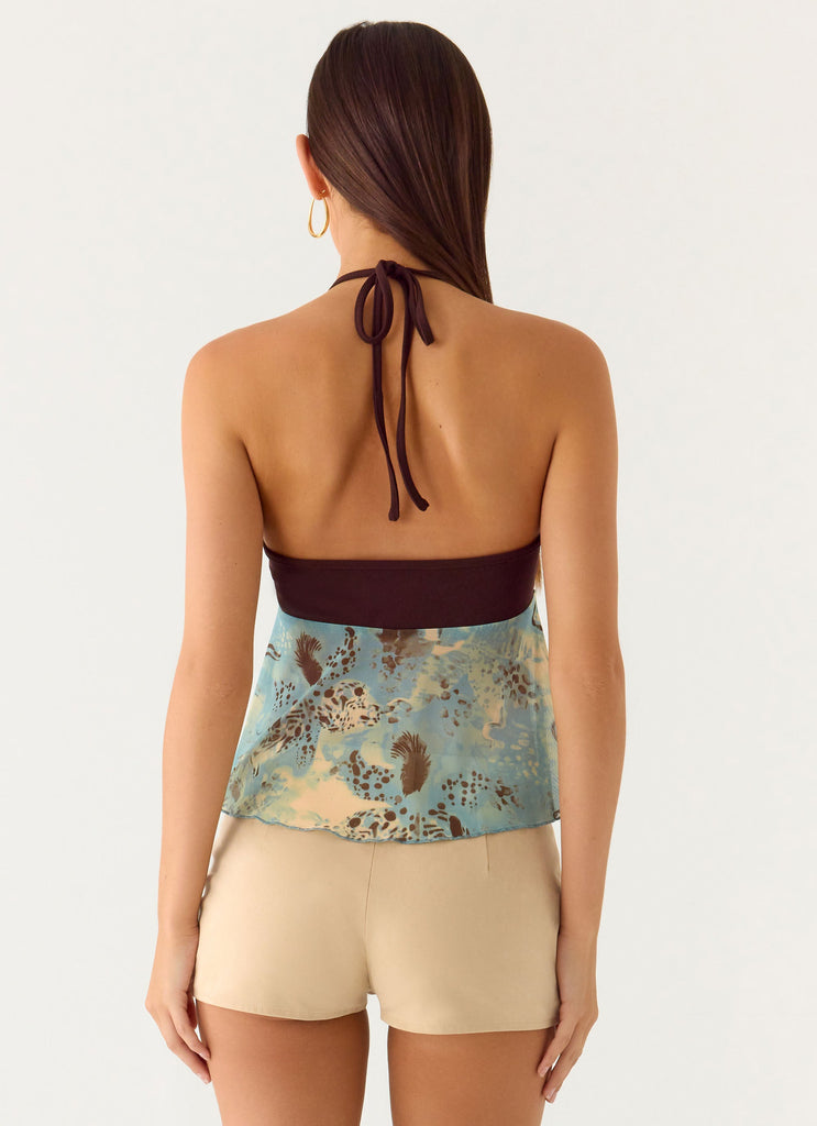 Lyrica Halter Top - Aqua Blur
