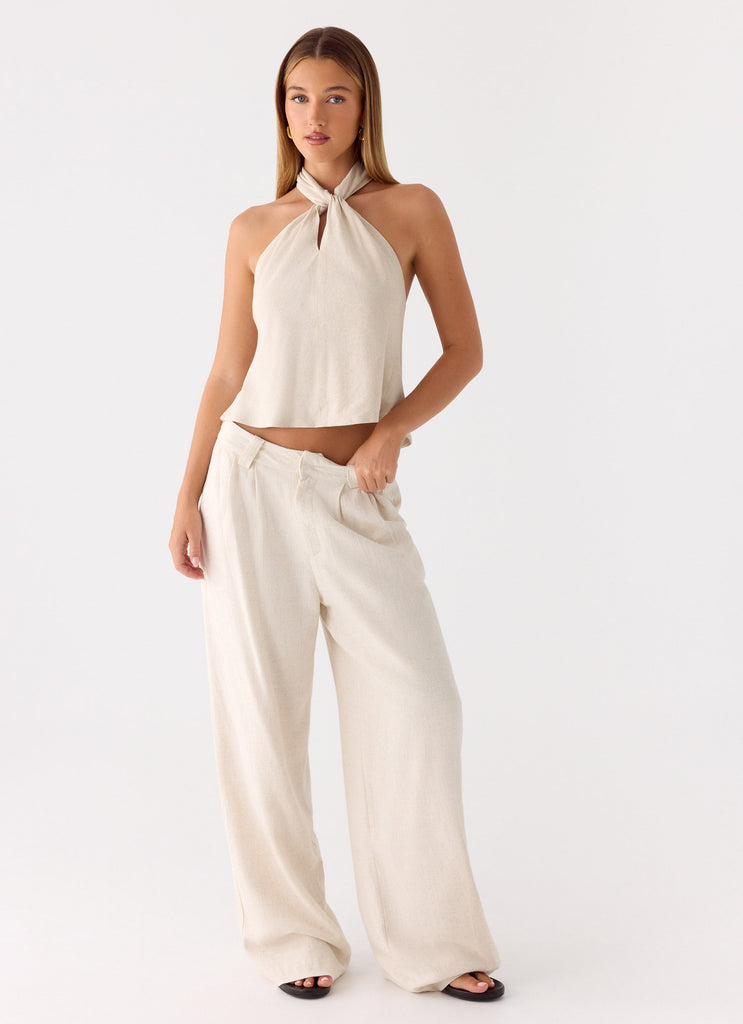 Maddox Linen Top - Oat – Peppermayo US