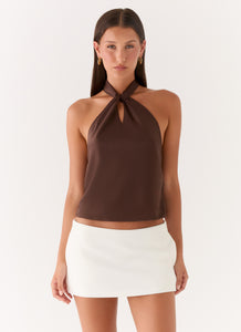 Maddox Scarf Top - Chocolate