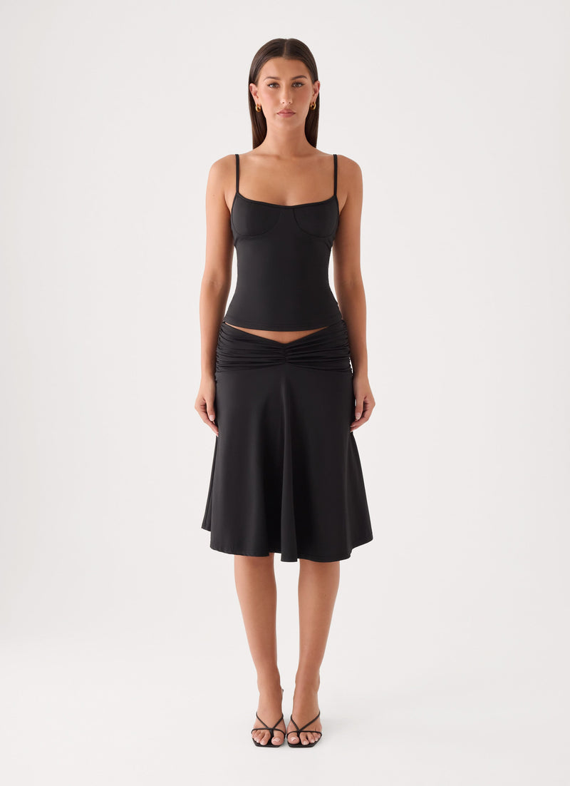 Madelyne Jersey Midi Skirt - Black