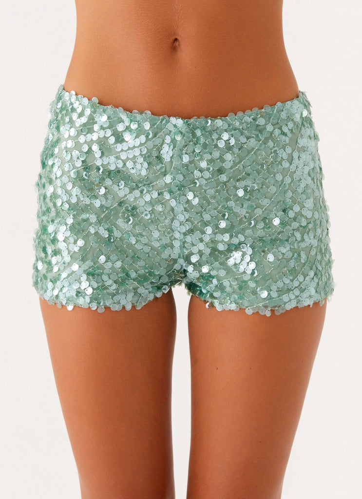 Madison Sequin Mini Shorts - Mint