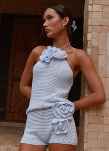 Maia Rose Crochet Mini Shorts - Baby Blue