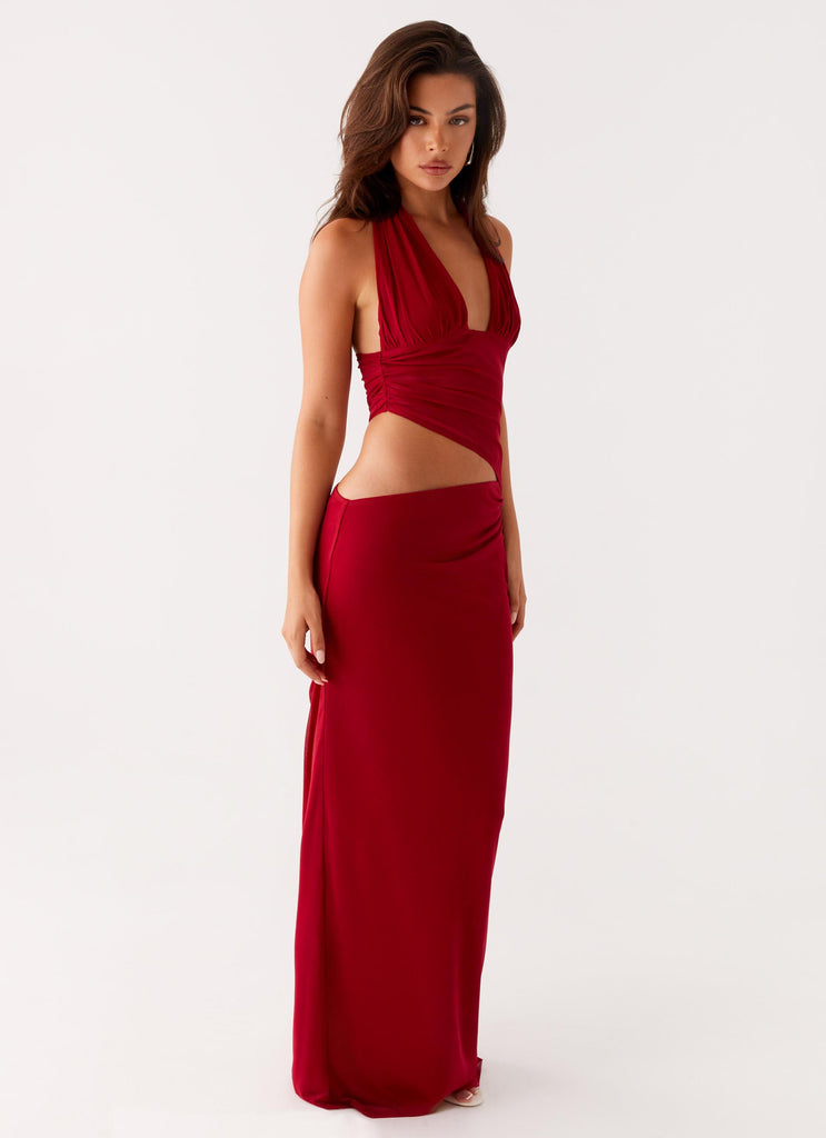 Main Act Halter Maxi Dress - Raspberry Peppermayo US Main Act Halter Maxi Dress - Raspberry Peppermayo US