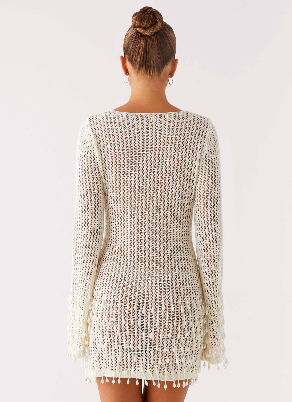 Majestic Beaded Crochet Mini Dress