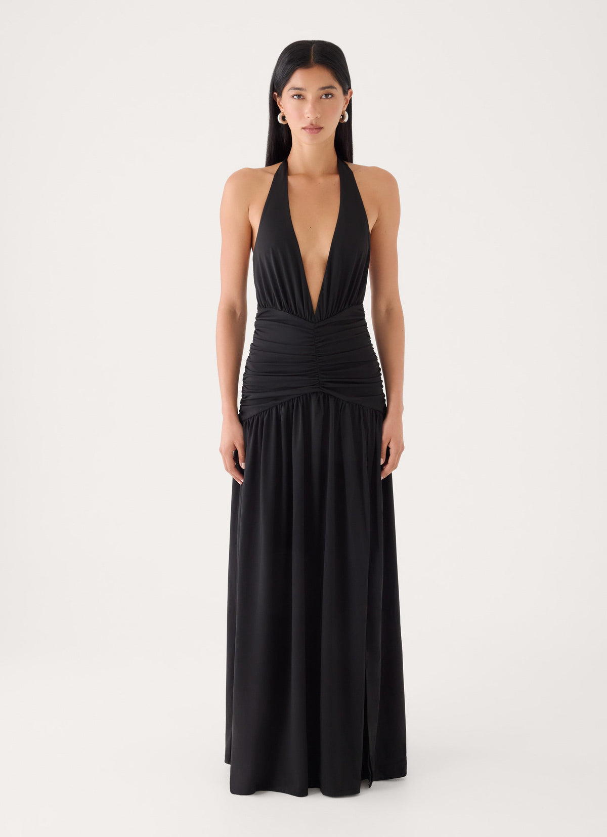 Makena Halter Maxi Dress - Black