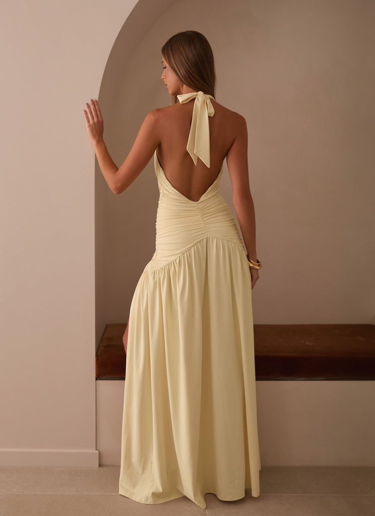 Makena Halter Maxi Dress - Yellow Peppermayo US Makena Halter Maxi Dress - Yellow Peppermayo US