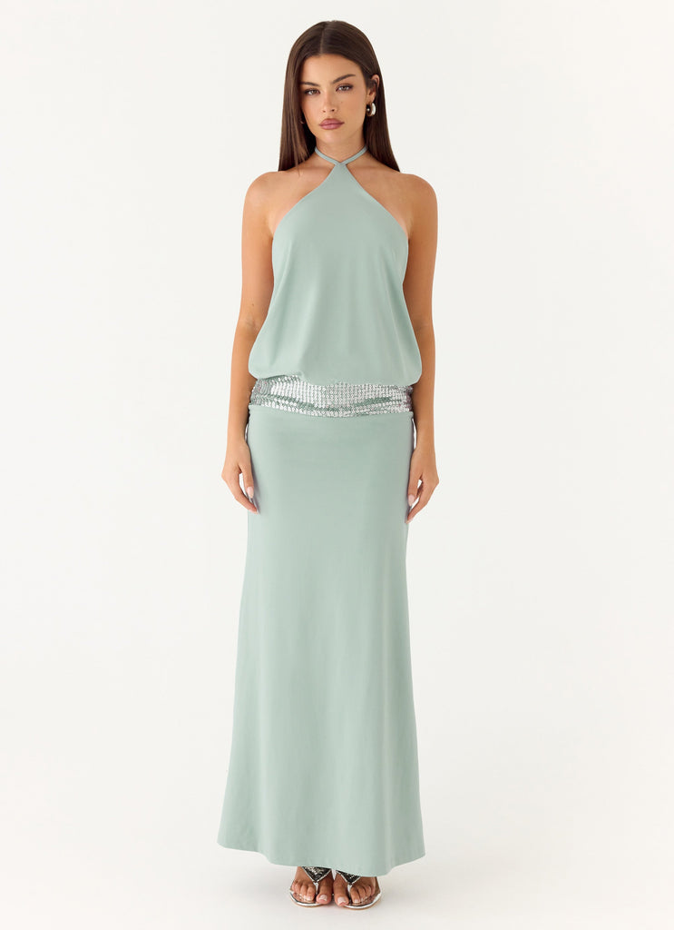Marcie Halter Maxi Dress - Mint Mint / US 8 Marcie Halter Maxi Dress - Mint Mint / US 8