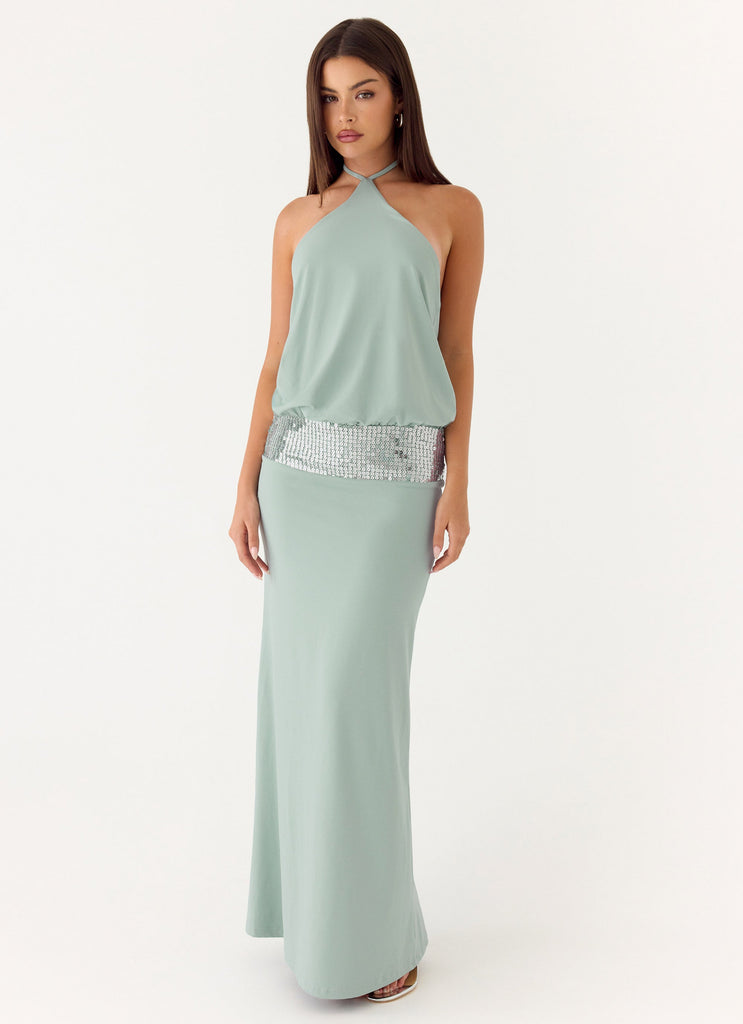 Marcie Halter Maxi Dress - Mint Mint / US 8 Marcie Halter Maxi Dress - Mint Mint / US 8
