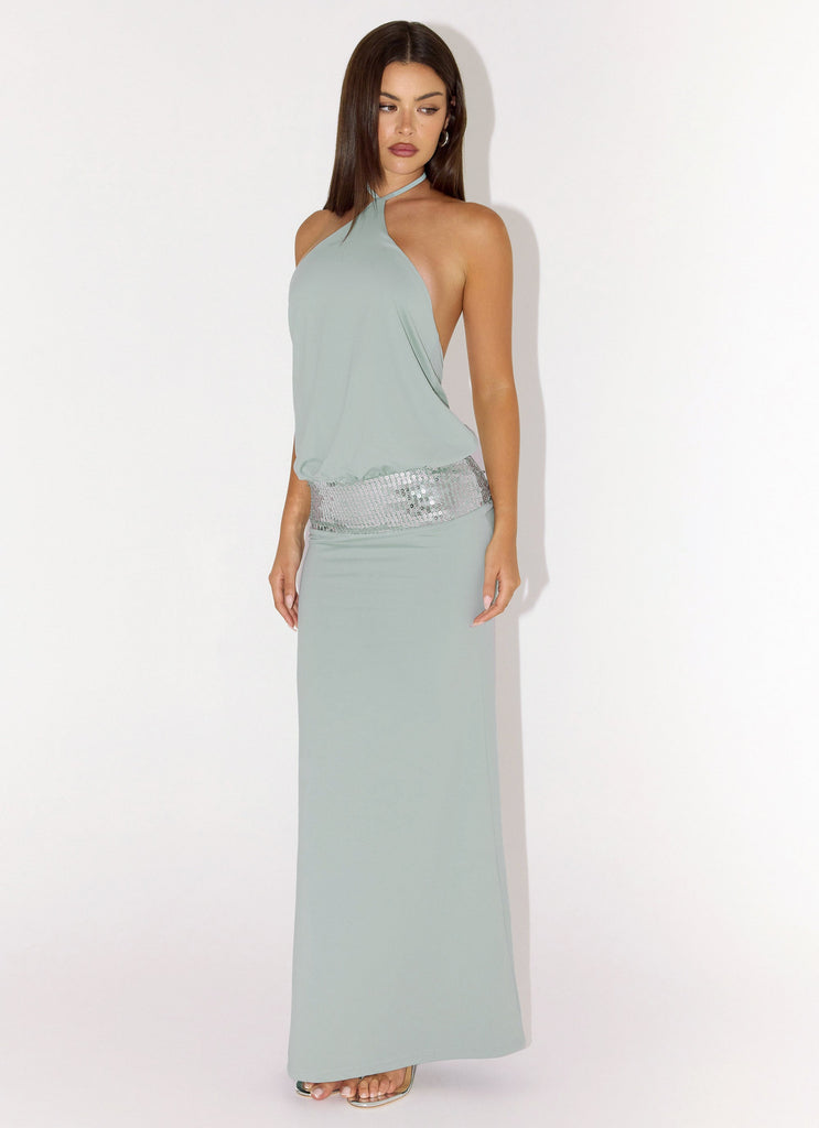 Marcie Halter Maxi Dress - Mint Mint / US 8 Marcie Halter Maxi Dress - Mint Mint / US 8