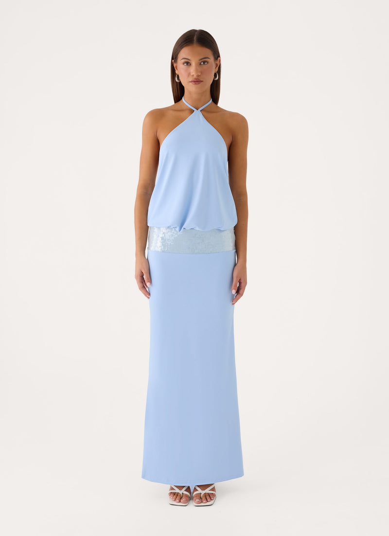 Marcie Halter Maxi Dress - Powder Blue