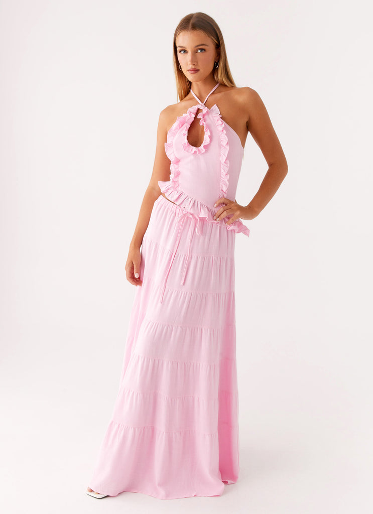 Mariella Linen Maxi Skirt - Pink