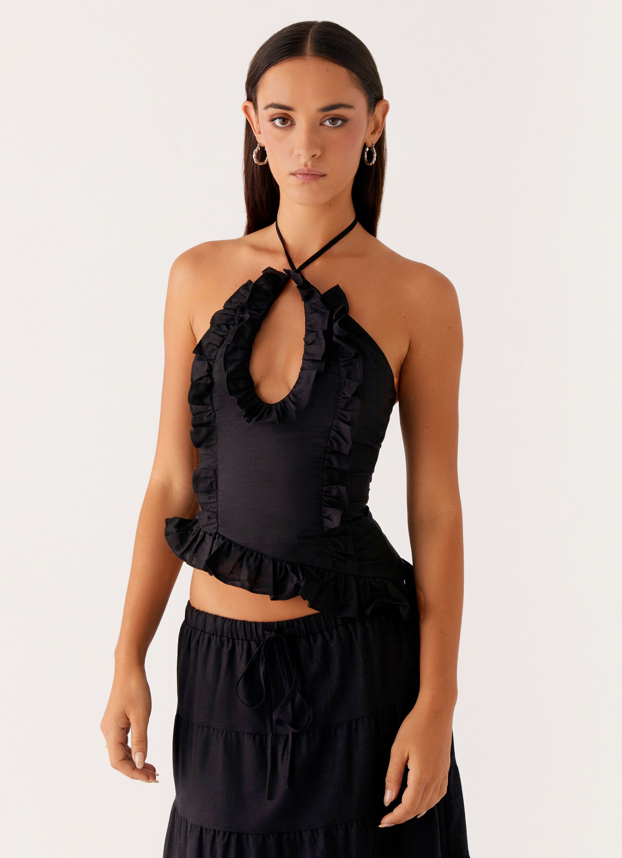 Mariella Linen Top - Black – Peppermayo US