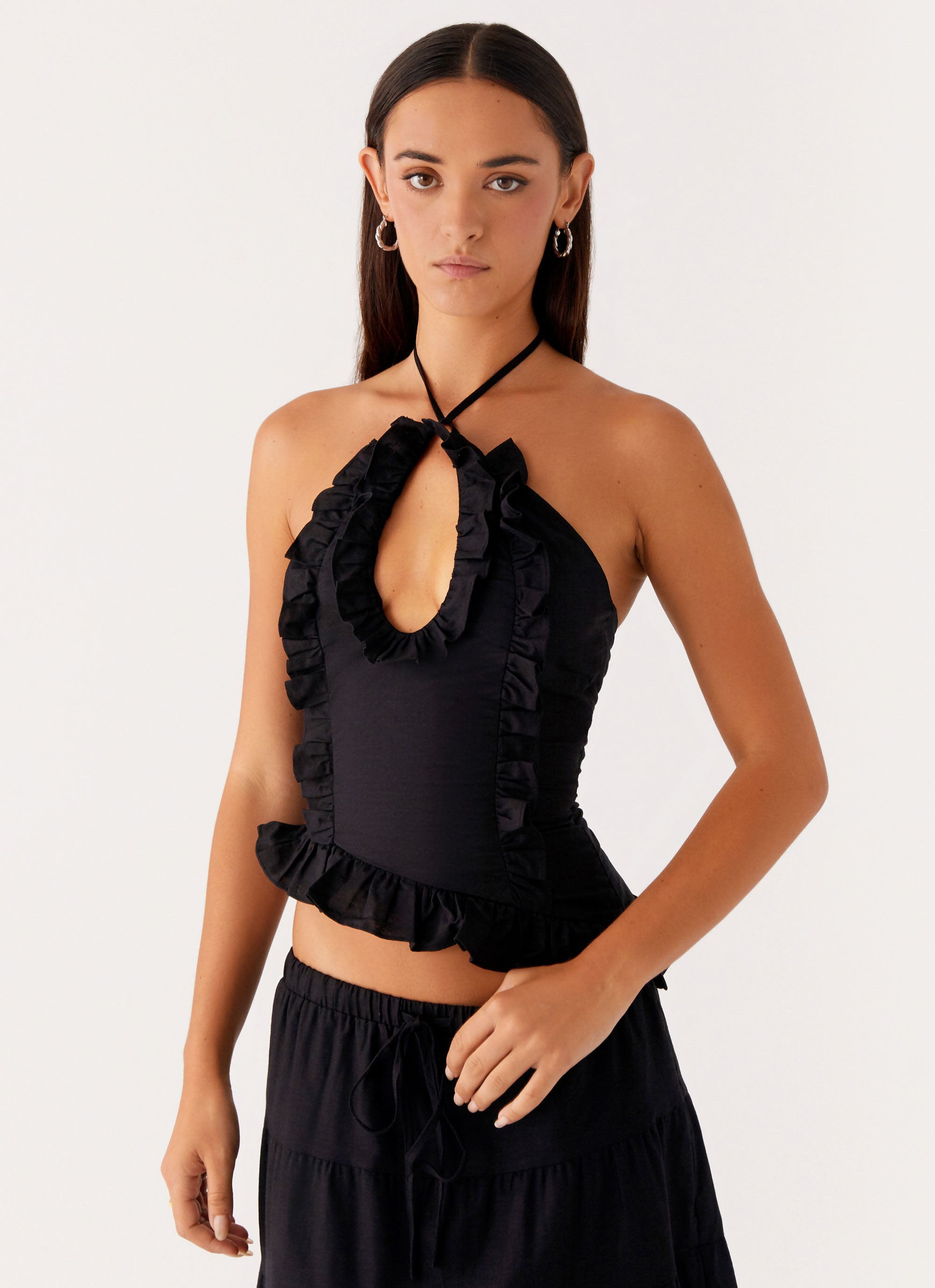 Mariella Linen Top - Black – Peppermayo US