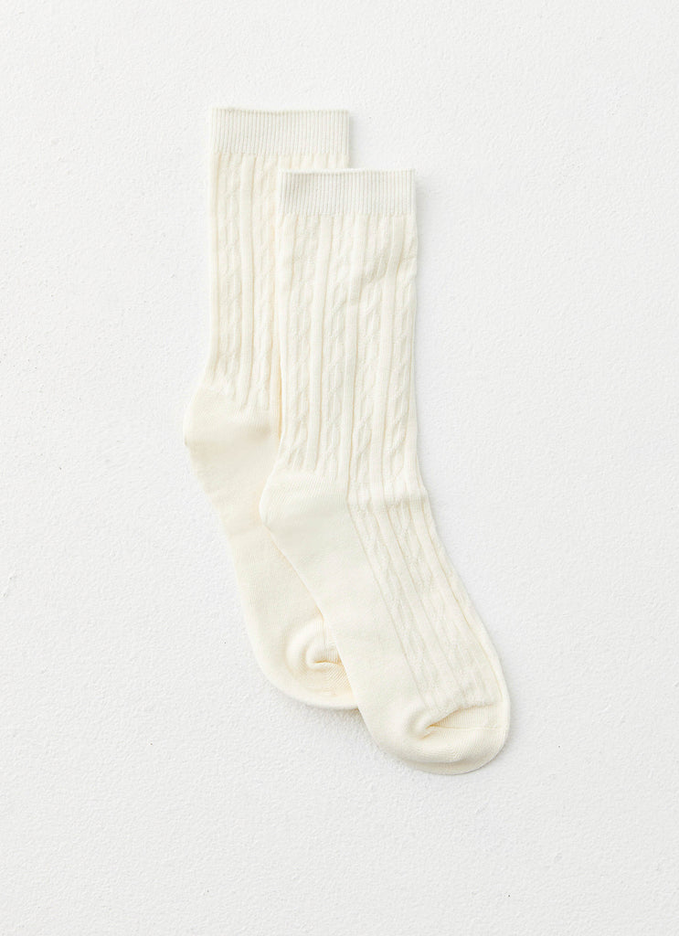 Marnie Socks - Ivory Cable Knit