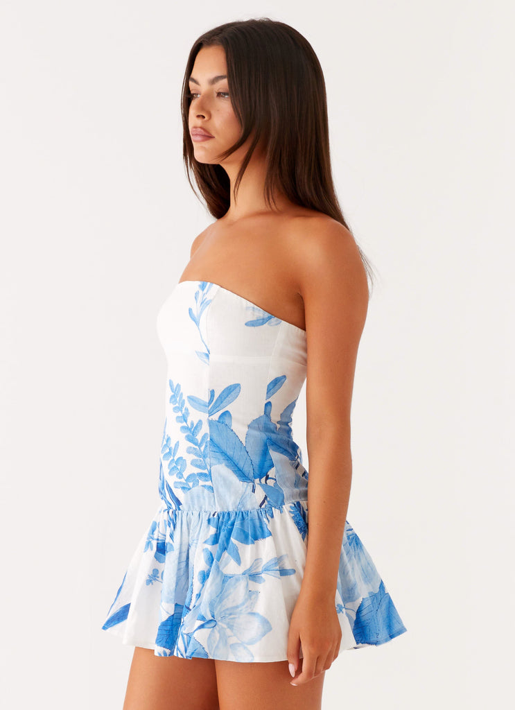 Mario Mini Dress - Blue Floral Print Mario Mini Dress - Blue Floral Print