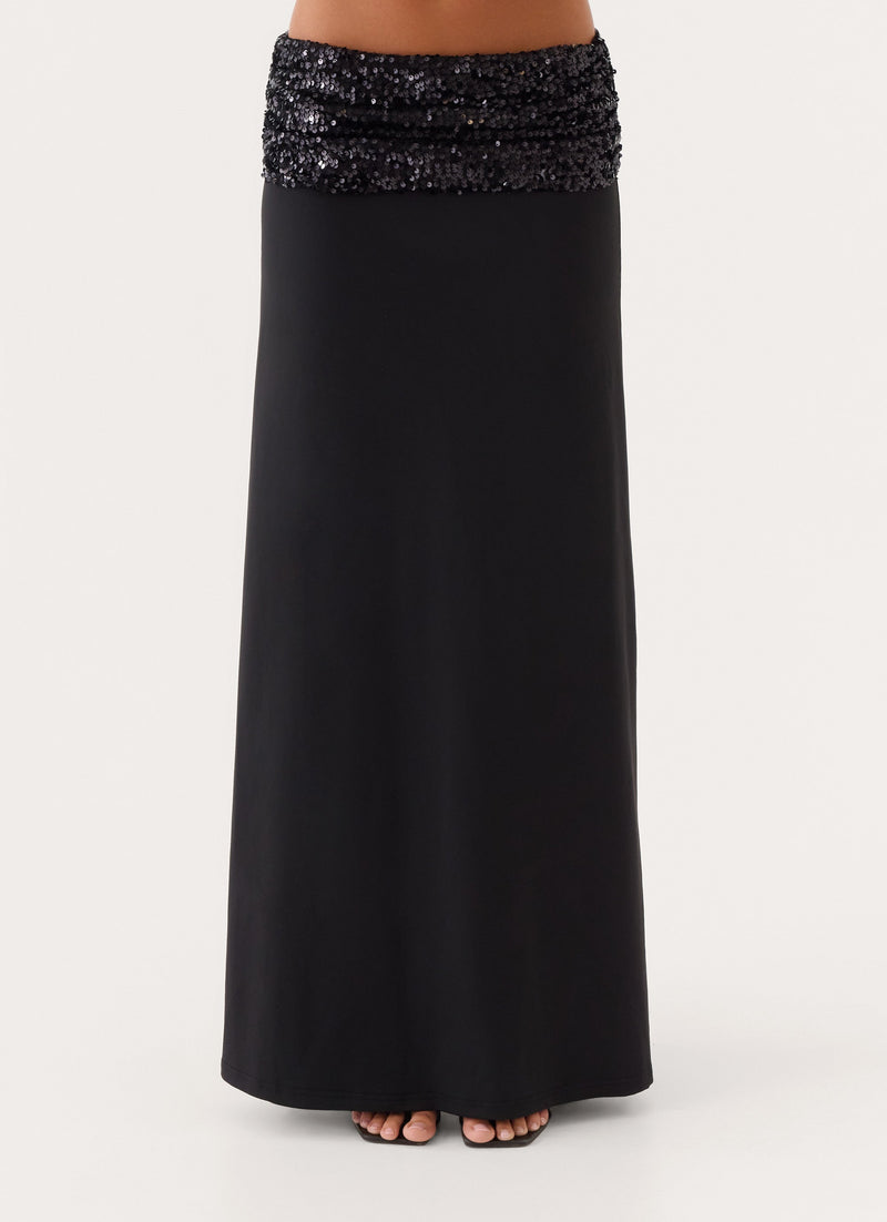 Marista Sequin Maxi Skirt - Black