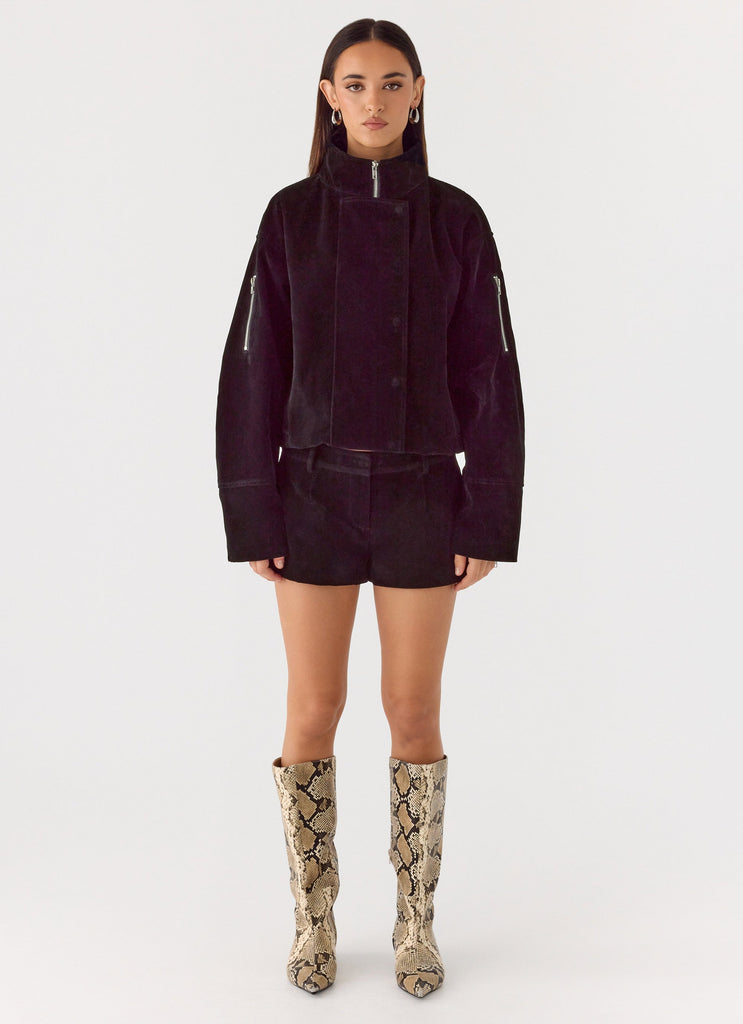 Marlow Faux Suede Jacket - Black