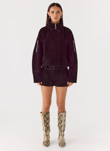 Marlow Faux Suede Jacket - Black